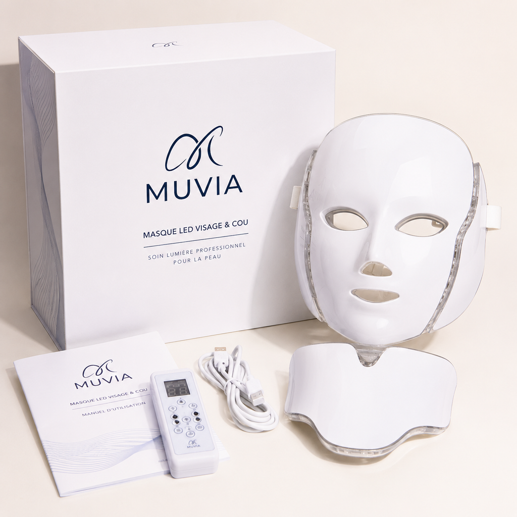 Masque LED Visage Anti-Rides — Thérapie Lumineuse 7 Couleurs | MUVIA